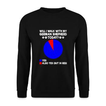 Werde ich heute mit meinem Deutschen Schäferhund spazieren gehen? - Unisex Pullover - Schwarz - Vorne - Alina (178cm) & Michal (187cm)