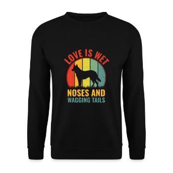 Liebe Ist Nasse Nasen Und Wedelnder Schwanz Deutscher Schäferhund - Unisex Pullover - Schwarz - Vorne - Alina (178cm) & Michal (187cm)