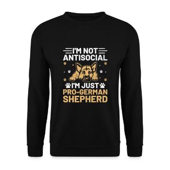 I'm Not Antisocial I'm Just Pro-German Shepherd GS - Unisex Sweatshirt - black - Front - Alina (178cm) & Michal (187cm)