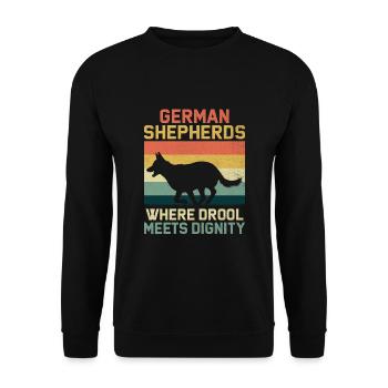 German Shepherds Where Drool Meets Dignity - Unisex Sweatshirt - black - Front - Alina (178cm) & Michal (187cm)