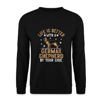 La vie est meilleure avec un berger allemand à vos côtés - Sweat-shirt Unisexe - noir - Devant - Alina (178cm) & Michal (187cm)