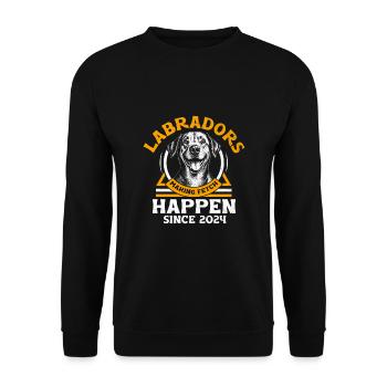 Labradors Making Fetch Happens Since 2024 Labrador - Unisex Sweatshirt - black - Front - Alina (178cm) & Michal (187cm)