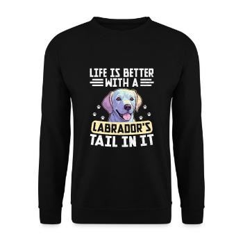 Das Leben Ist Besser Mit Dem Schwanz Eines Labradors Darin Labrad - Unisex Pullover - Schwarz - Vorne - Alina (178cm) & Michal (187cm)