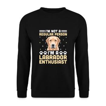 Ich bin kein normaler Mensch, ich bin ein Labrador-Enthusiast - Unisex Pullover - Schwarz - Vorne - Alina (178cm) & Michal (187cm)