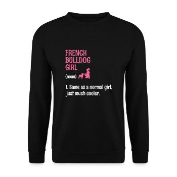 Bouledogue français fille identique à une fille normale juste Muc - Sweat-shirt Unisexe - noir - Devant - Alina (178cm) & Michal (187cm)