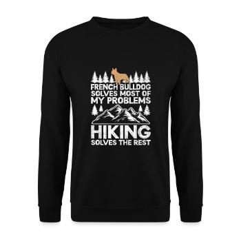 French Bulldog Solves Most Of My Problems Hiking H - Unisex Sweatshirt - black - Front - Alina (178cm) & Michal (187cm)