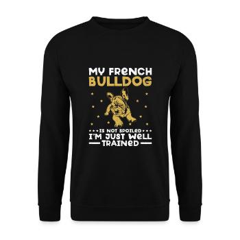 Meine Französische Bulldogge ist nicht verwöhnt Ich bin nur gut Tra - Unisex Pullover - Schwarz - Vorne - Alina (178cm) & Michal (187cm)