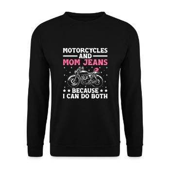 Des motos et des jeans de maman parce que je peux faire les deux - Sweat-shirt Unisexe - noir - Devant - Alina (178cm) & Michal (187cm)