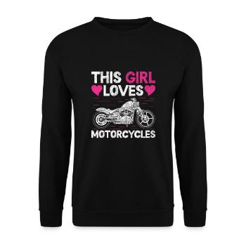 Dieses Mädchen liebt Motorräder Motorradfahren Biker Mot - Unisex Pullover - Schwarz - Vorne - Alina (178cm) & Michal (187cm)