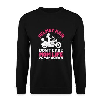 Helm Haare Kümmern Sie sich nicht um das Leben der Mutter auf zwei Rädern - Unisex Pullover - Schwarz - Vorne - Alina (178cm) & Michal (187cm)