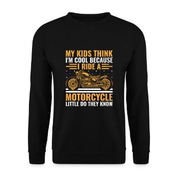Meine Kinder denken, dass ich cool bin, weil ich Motorrad fahre - Unisex Pullover - Schwarz - Vorne - Alina (178cm) & Michal (187cm)