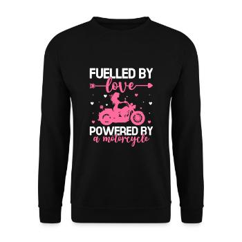 Fuelled By Love Powered By A Motorcycle Biker Moto - Unisex Sweatshirt - black - Front - Alina (178cm) & Michal (187cm)