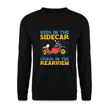 Enfants dans le side-car Chaos dans le rétroviseur Motorcyc - Sweat-shirt Unisexe - noir - Devant - Alina (178cm) & Michal (187cm)