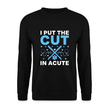 Ich setze den Schnitt in Akutchirurg Chirurgische Chirurgie Su - Unisex Pullover - Schwarz - Vorne - Alina (178cm) & Michal (187cm)