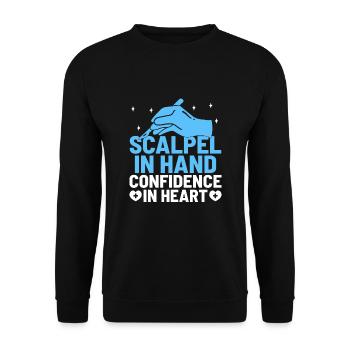 Scalpel à la main Confiance en chirurgie cardiaque Surgic - Sweat-shirt Unisexe - noir - Devant - Alina (178cm) & Michal (187cm)