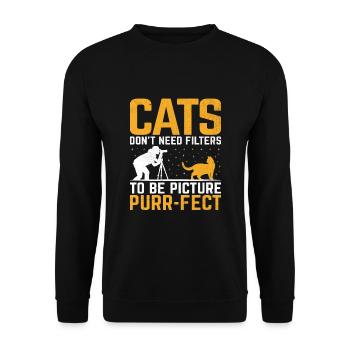 Katzen Fotografen Katzenliebhaber Fotografie Katzen Foto - Unisex Pullover - Schwarz - Vorne - Alina (178cm) & Michal (187cm)