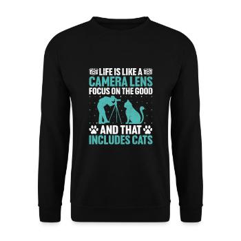Chat Photographes Chat Amoureux Des Chats Photo - Sweat-shirt Unisexe - noir - Devant - Alina (178cm) & Michal (187cm)
