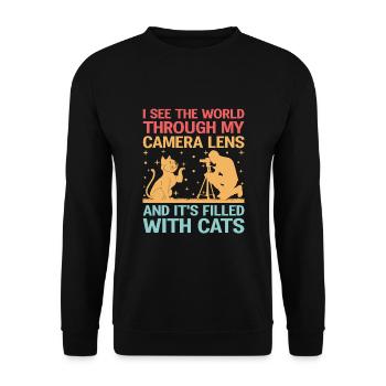 Chat Photographes Chat Amoureux Des Chats Photo - Sweat-shirt Unisexe - noir - Devant - Alina (178cm) & Michal (187cm)