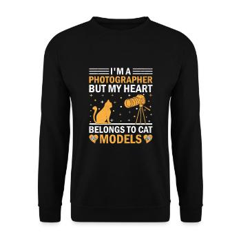 Cat Photographers Cat Lovers Photograpy Cats Photo - Unisex Sweatshirt - black - Front - Alina (178cm) & Michal (187cm)