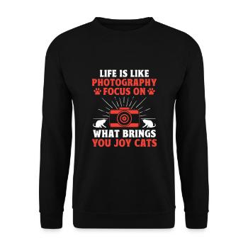 Chat Photographes Chat Amoureux Des Chats Photo - Sweat-shirt Unisexe - noir - Devant - Alina (178cm) & Michal (187cm)