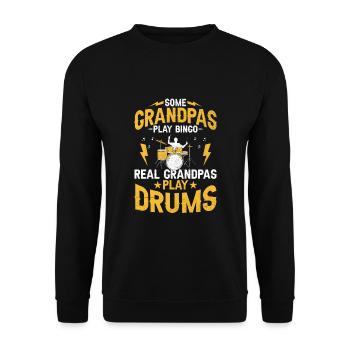 Certains grands-pères jouent au bingo Les vrais grands-pères jouent de la batterie - Sweat-shirt Unisexe - noir - Devant - Alina (178cm) & Michal (187cm)