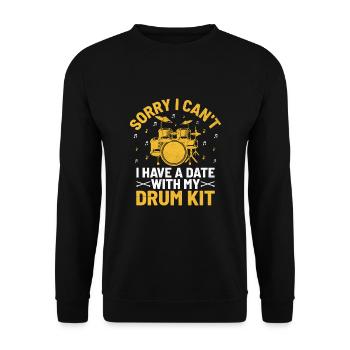 Sorry I Can't I Have A Date With My Drum Kit Drumm - Unisex Pullover - Schwarz - Vorne - Alina (178cm) & Michal (187cm)