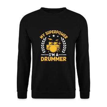 Meine Superkraft Ich bin ein Schlagzeuger Schlagzeuger Schlagzeuger Schlagzeuger - Unisex Pullover - Schwarz - Vorne - Alina (178cm) & Michal (187cm)