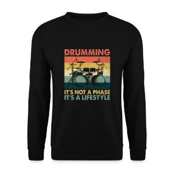 Drumming It's Not A Phase It's A Lifestyle Drum Dr - Unisex Pullover - Schwarz - Vorne - Alina (178cm) & Michal (187cm)