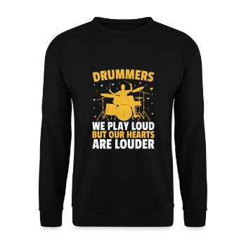 Drummers We Play Loud But Our Hearts Are Louder Dr - Unisex Sweatshirt - black - Front - Alina (178cm) & Michal (187cm)