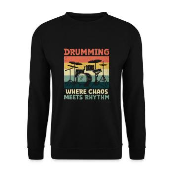 Tambour là où le chaos rencontre le rythme Tambour Batteur - Sweat-shirt Unisexe - noir - Devant - Alina (178cm) & Michal (187cm)