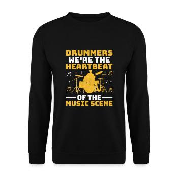 Drummers Wir sind der Herzschlag der Musikszene Dr - Unisex Pullover - Schwarz - Vorne - Alina (178cm) & Michal (187cm)
