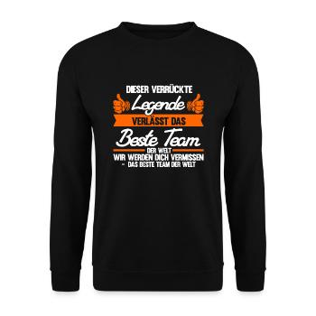 Abschied Kollegin Abschiedsparty Geschenk - Unisex Pullover - Schwarz - Vorne - Alina (178cm) & Michal (187cm)