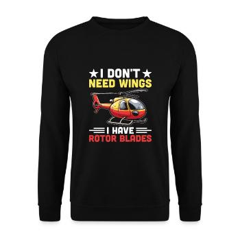I Don't Need Wings I Have Rotor Blades Helicopter - Unisex Sweatshirt - black - Front - Alina (178cm) & Michal (187cm)