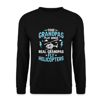 Einige Opas spielen Bingo Echte Opas Fly Helicop - Unisex Pullover - Schwarz - Vorne - Alina (178cm) & Michal (187cm)