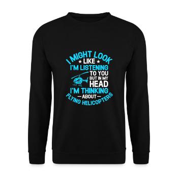 Toi Mais dans ma tête, je pense à Flying Helic - Sweat-shirt Unisexe - noir - Devant - Alina (178cm) & Michal (187cm)