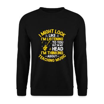 But In My Head I'm Thinking About Teaching Music M - Unisex Sweatshirt - black - Front - Alina (178cm) & Michal (187cm)