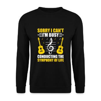 Tut mir leid, dass ich nicht kann, ich bin damit beschäftigt, die Symphonie von zu dirigieren. - Unisex Pullover - Schwarz - Vorne - Alina (178cm) & Michal (187cm)