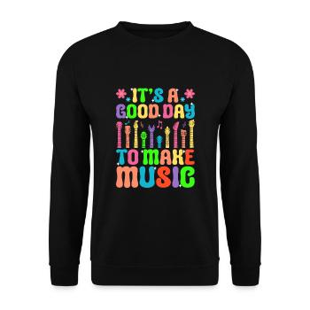 C’est un bon jour pour faire la classe de professeur de musique Teachi - Sweat-shirt Unisexe - noir - Devant - Alina (178cm) & Michal (187cm)