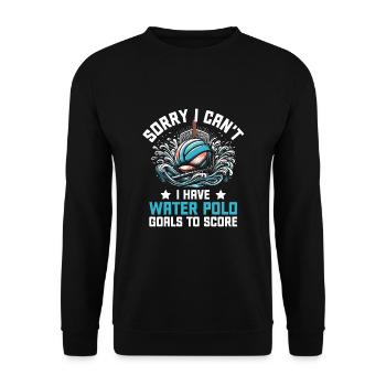 Désolé, je ne peux pas, j’ai des buts de water-polo pour marquer des buts - Sweat-shirt Unisexe - noir - Devant - Alina (178cm) & Michal (187cm)