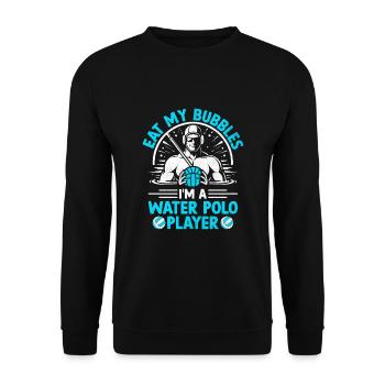 Eat My Bubbles Ich bin ein Wasserballspieler Aquatic Pol - Unisex Pullover - Schwarz - Vorne - Alina (178cm) & Michal (187cm)