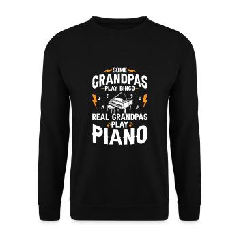Manche Opas spielen Bingo Echte Opas spielen Klavier - Unisex Pullover - Schwarz - Vorne - Alina (178cm) & Michal (187cm)