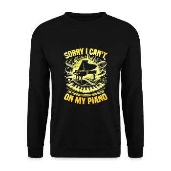Tut mir leid, dass ich nicht kann, ich bin zu beschäftigt, hohe Töne auf M zu treffen - Unisex Pullover - Schwarz - Vorne - Alina (178cm) & Michal (187cm)