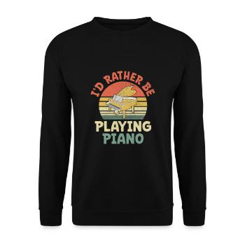 Ich würde lieber Klavier spielen, Pianist, Pianist, Keyboarder Pi - Unisex Pullover - Schwarz - Vorne - Alina (178cm) & Michal (187cm)