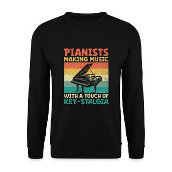 Pianisten, die Musik machen mit einem Hauch von Tasten-Stalgie - Unisex Pullover - Schwarz - Vorne - Alina (178cm) & Michal (187cm)