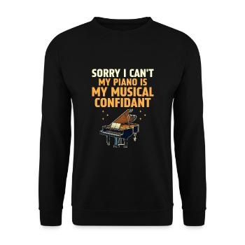 Désolé je ne peux pas, mon piano est mon confident musical Pia - Sweat-shirt Unisexe - noir - Devant - Alina (178cm) & Michal (187cm)