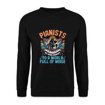 Pianists To A World Full Of Noise Piano Player Pia - Unisex Sweatshirt - black - Front - Alina (178cm) & Michal (187cm)