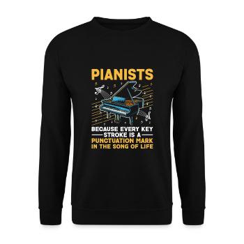 Pianistes parce que chaque trait de touche est une ponctuation - Sweat-shirt Unisexe - noir - Devant - Alina (178cm) & Michal (187cm)
