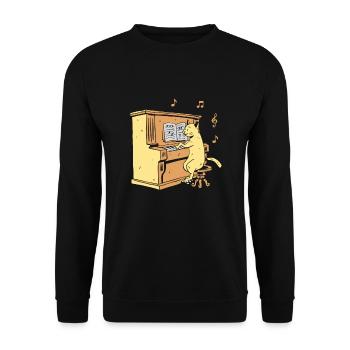 Katze Klavier Tasten Keyboard Pianist Keyboarder Pianis - Unisex Pullover - Schwarz - Vorne - Alina (178cm) & Michal (187cm)