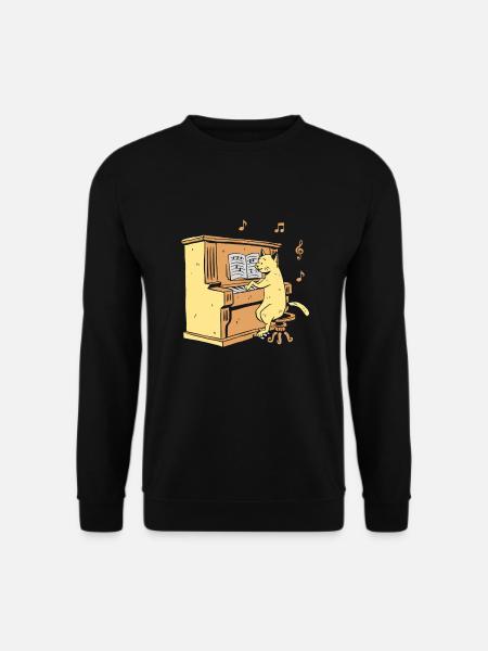 Katze Klavier Tasten Keyboard Pianist Keyboarder Pianis - Unisex Pullover - Schwarz
