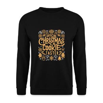 Offizieller Weihnachtsplätzchen-Taster Backen Gebäck Auflaufen - Unisex Pullover - Schwarz - Vorne - Alina (178cm) & Michal (187cm)
